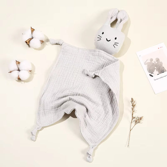 Baby Cotton Muslin Comfortable Blanket Cute Cat Doll for Infant Kids Sleep Appease Towel Children Rabbit Saliva Scarf